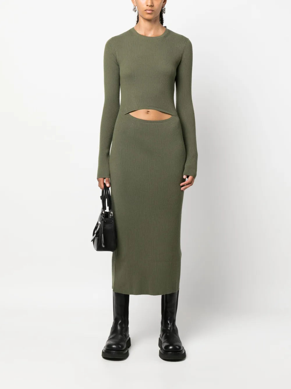 Cut-Out Wool-Blend Dress
