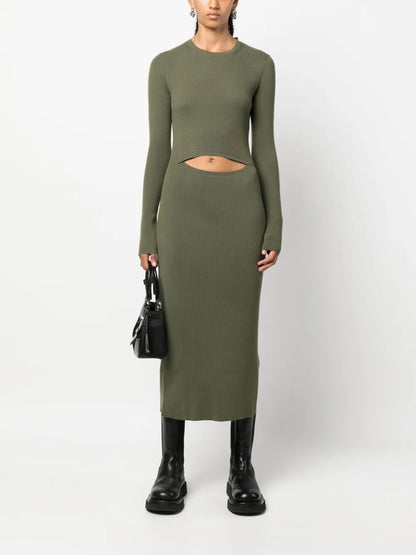Cut-Out Wool-Blend Dress
