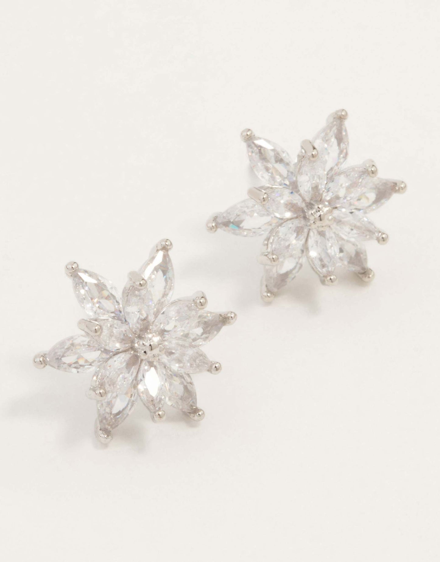 Diamond Simulant Elegant Flower Stud Earrings