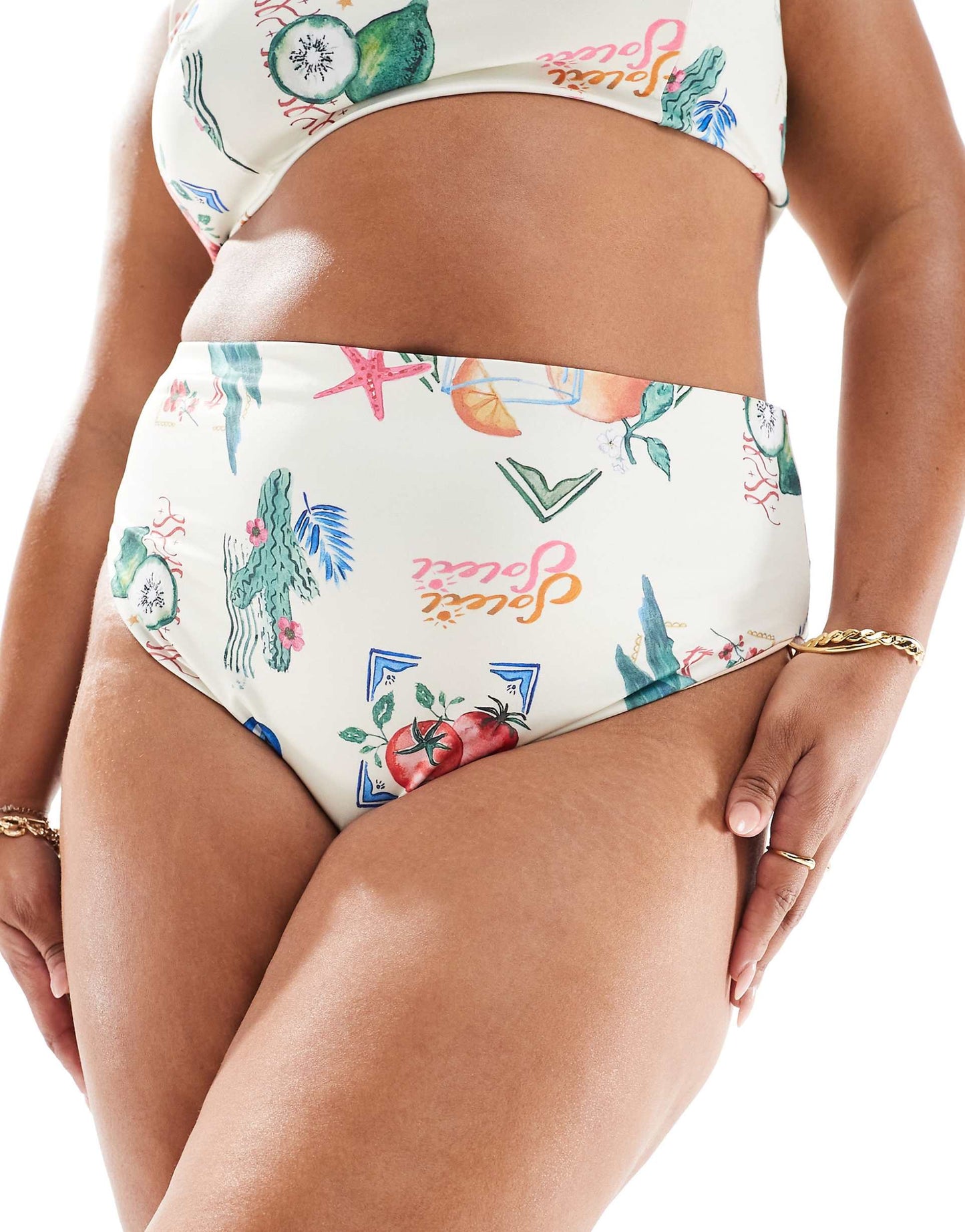 Curve High Leg High Waist Bikini Bottom