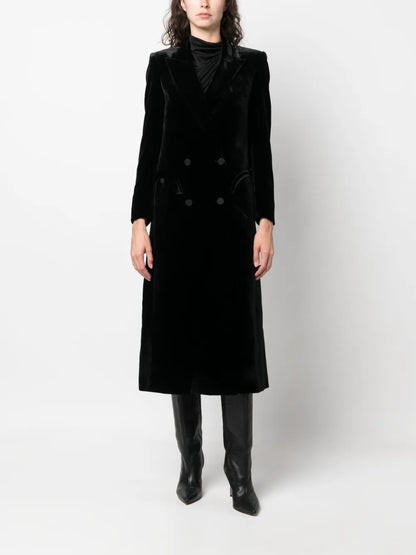 Double-Breasted Velvet Midi Dress