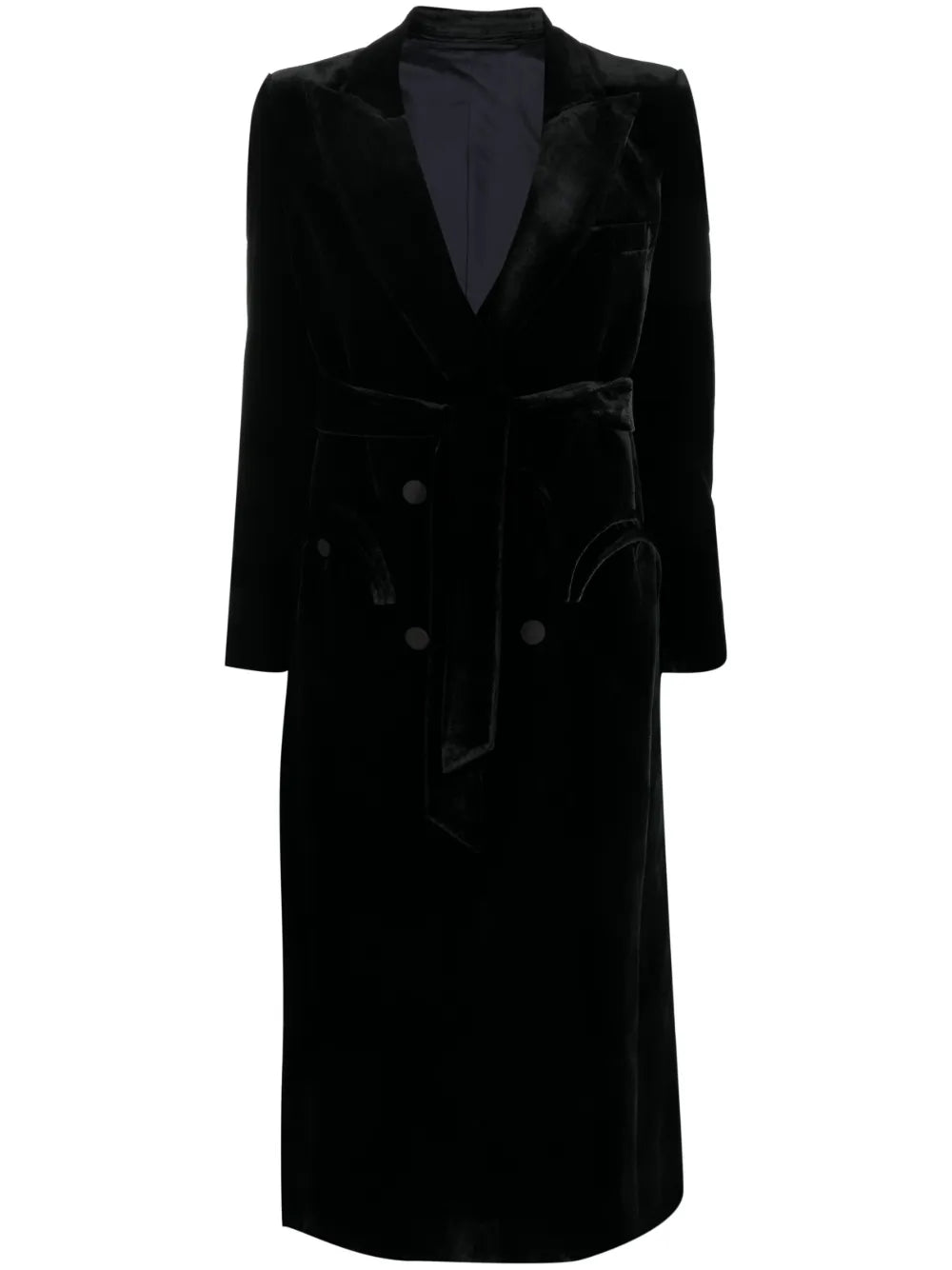 Double-Breasted Velvet Midi Dress