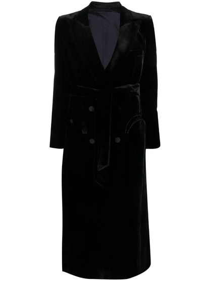Double-Breasted Velvet Midi Dress