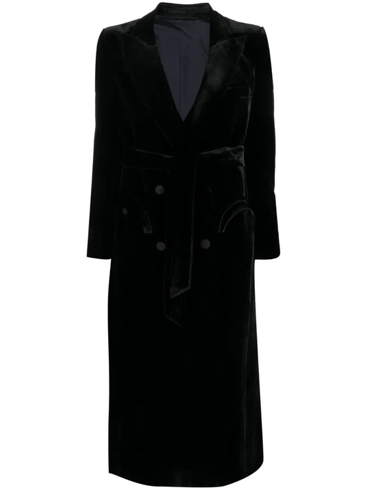 Double-Breasted Velvet Midi Dress