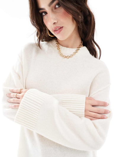 Crew Neck Oversized Jumper With Seam Back Detail