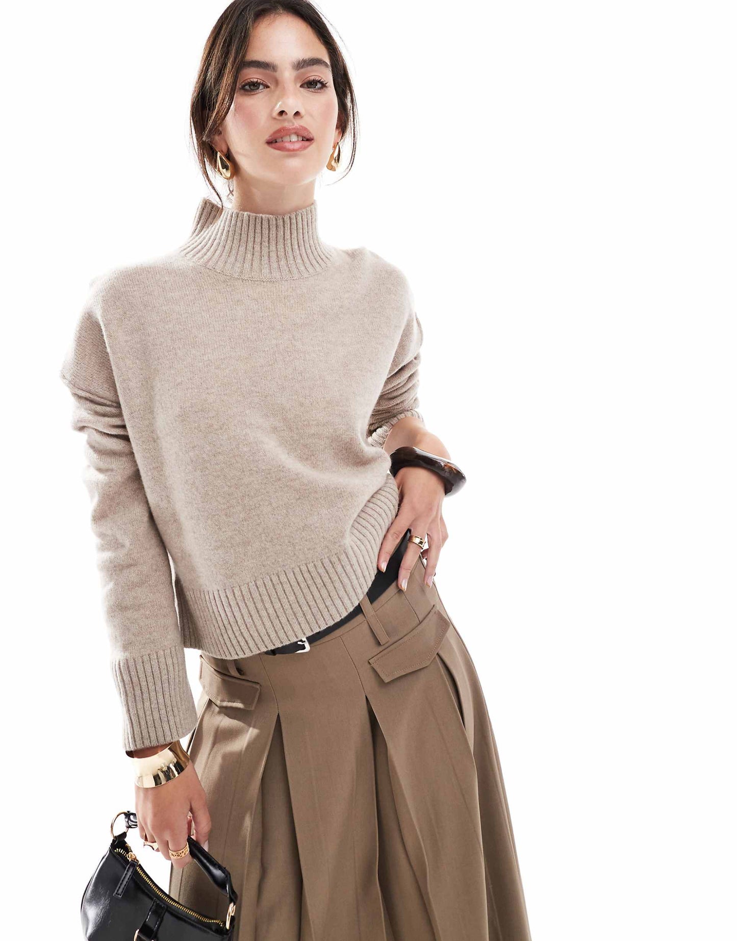 Cropped Roll Neck Jumper