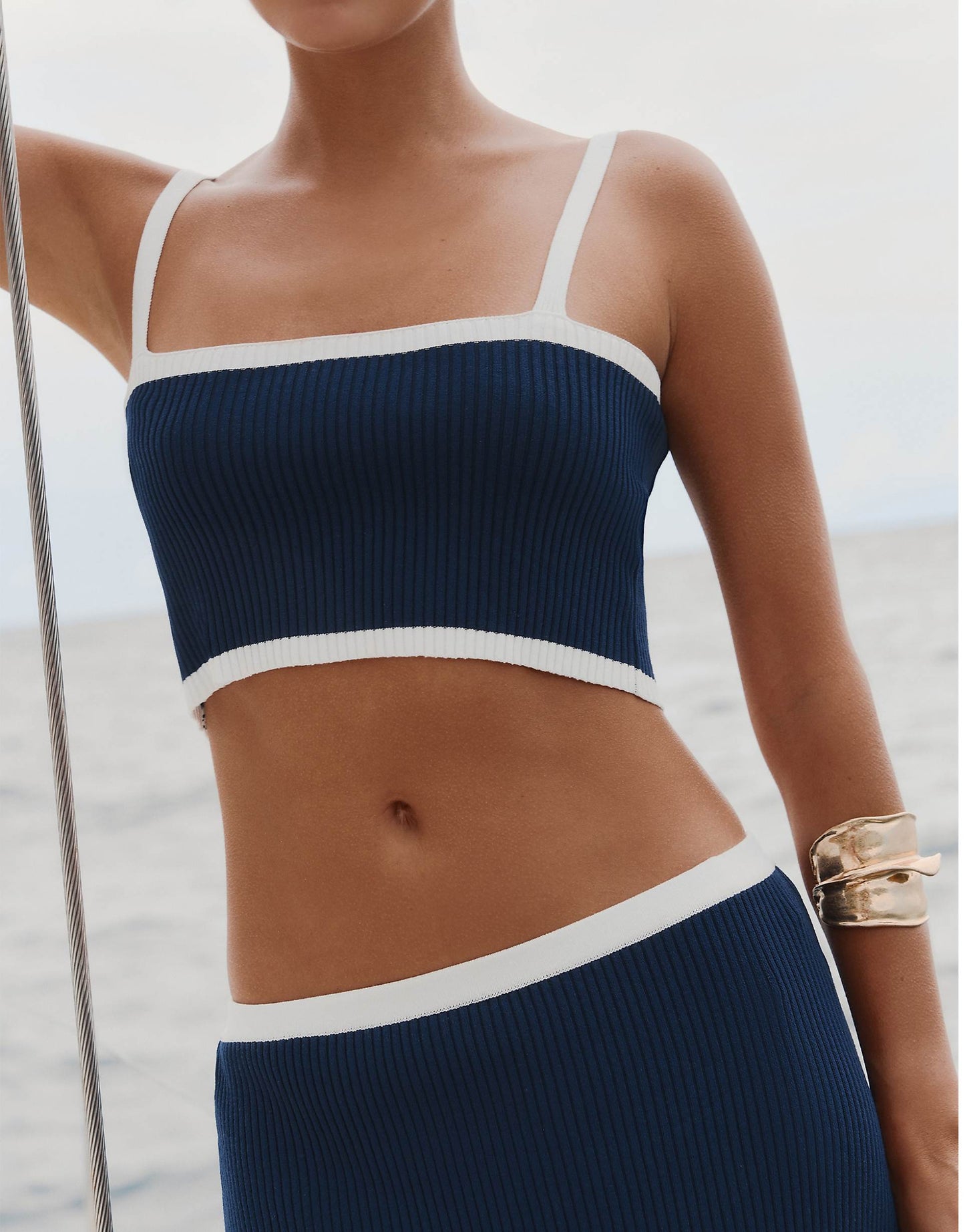Colette Knit Contrast Strap Beach Top Co-Ord
