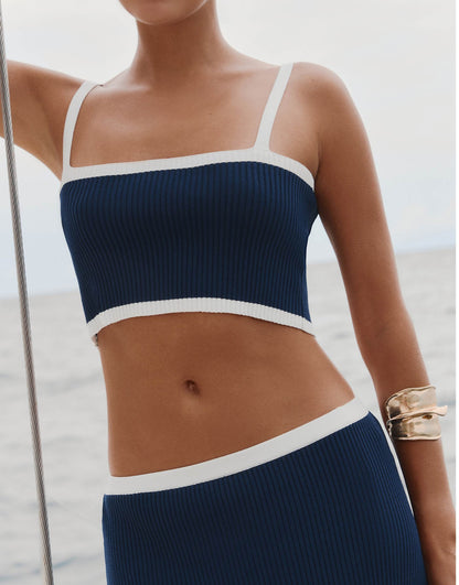 Colette Knit Contrast Strap Beach Top Co-Ord