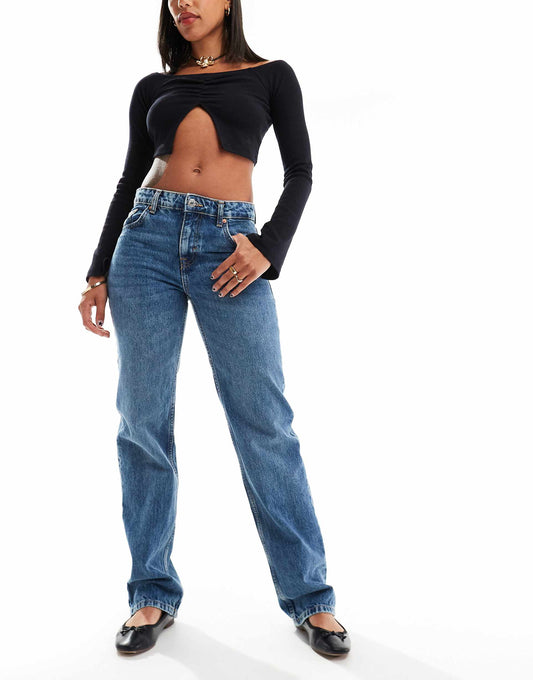 Mid Rise Straight Leg Jean