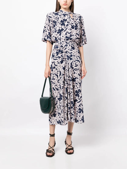 Floral-Print Silk Blouse