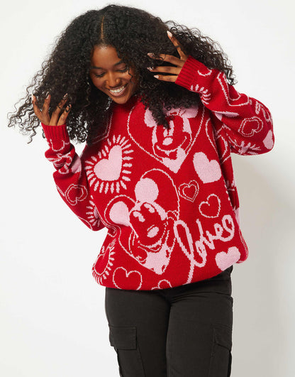 London Disney Mickey & Minnie Love Oversized Knitted Jumper