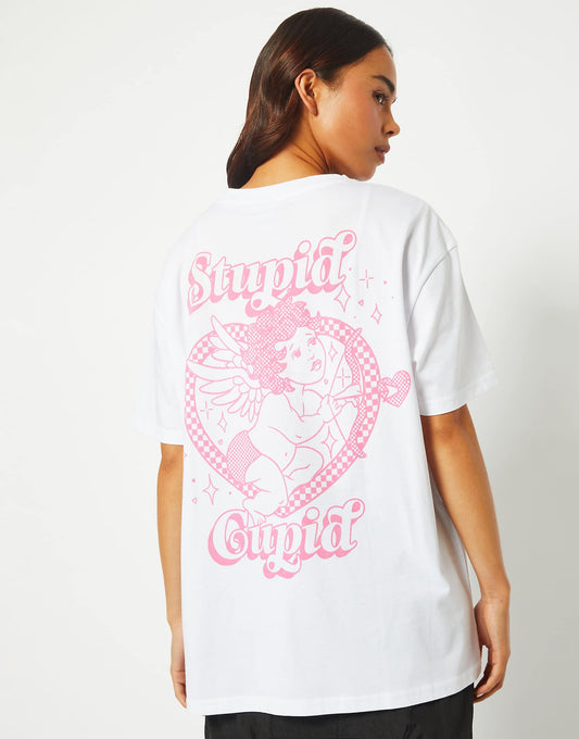 London Stupid Cupid White Oversized T-Shirt