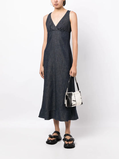 V-Neck Sleeveless Cotton Dress