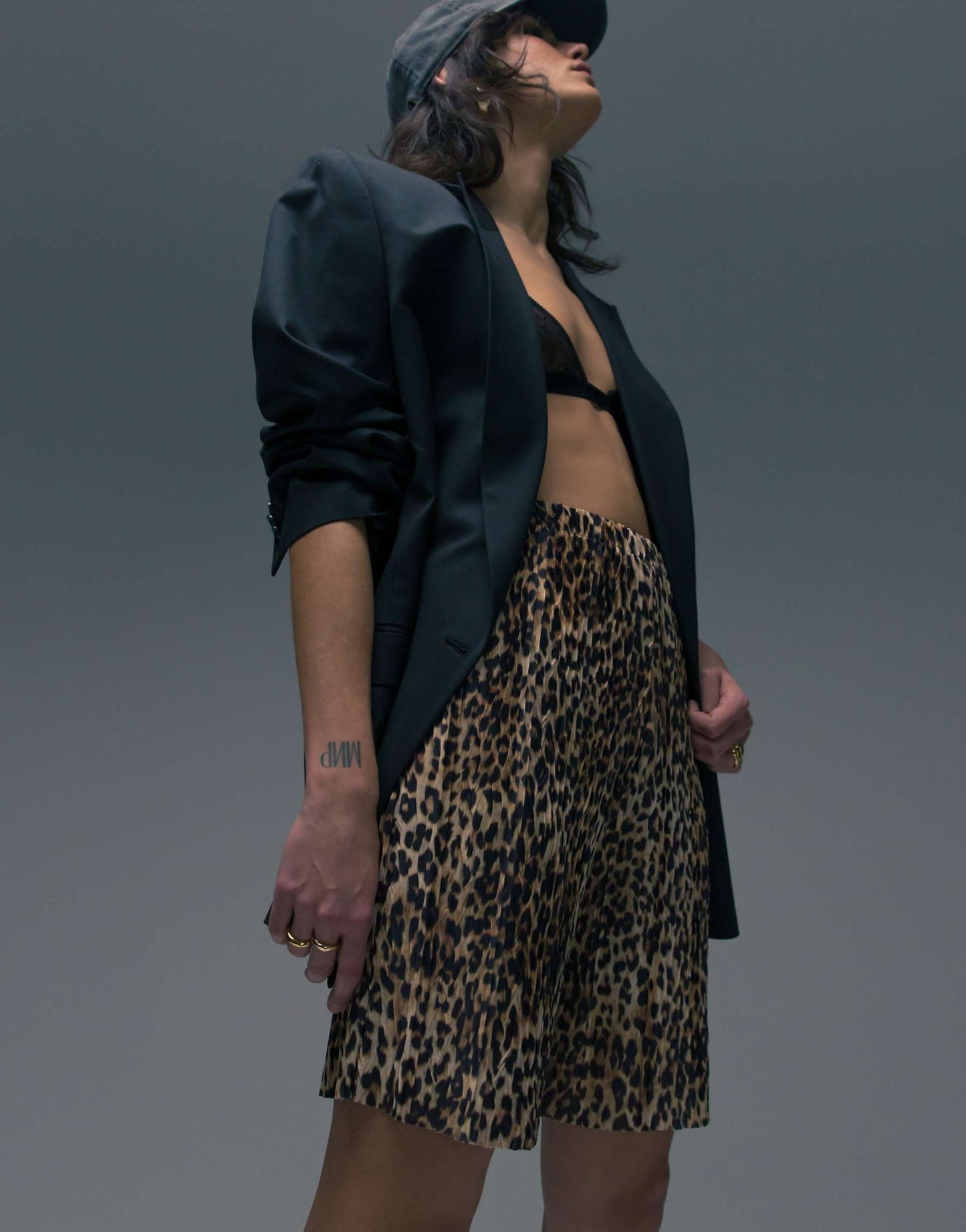 Leopard Crinkle Plisse Wide Leg Short