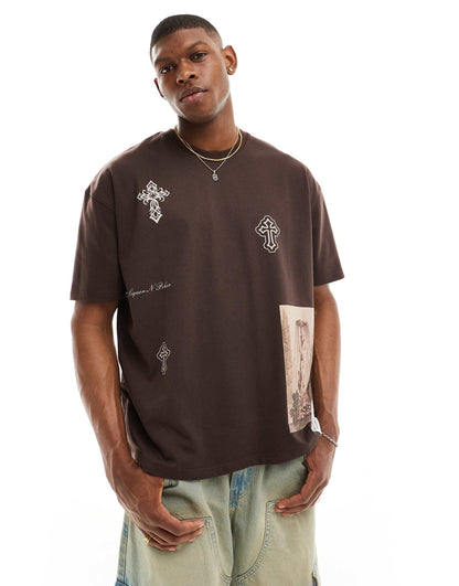 Oversized T-Shirt With Cross Placement Print