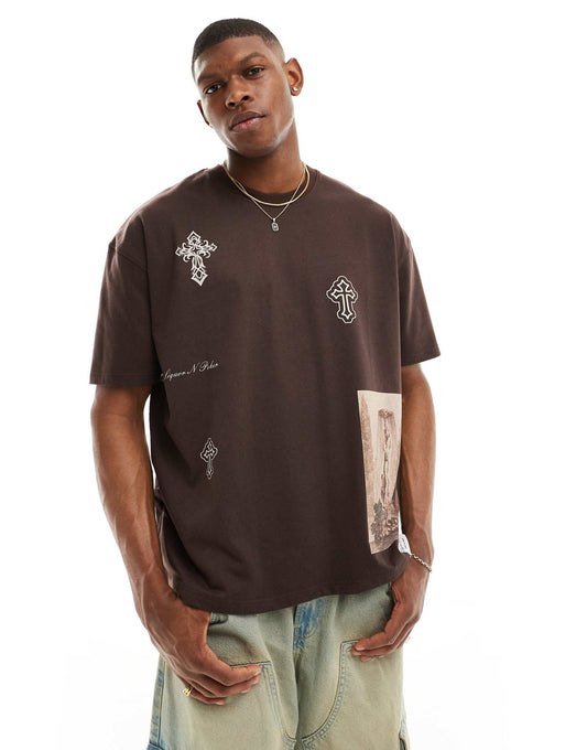 Oversized T-Shirt With Cross Placement Print