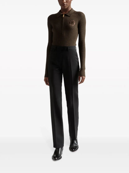 Pressed-Crease Mohair Tailored Trousers