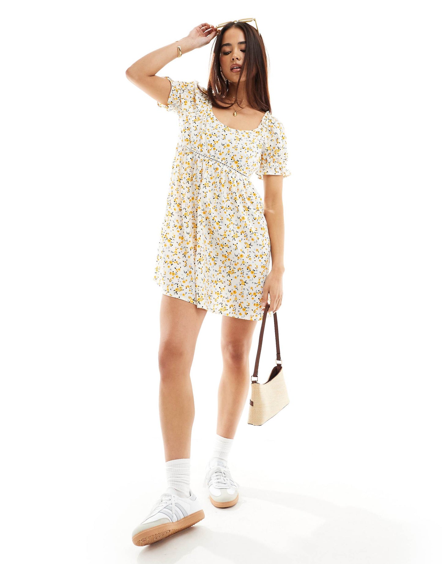 Chintzy Floral Mini Smock Dress