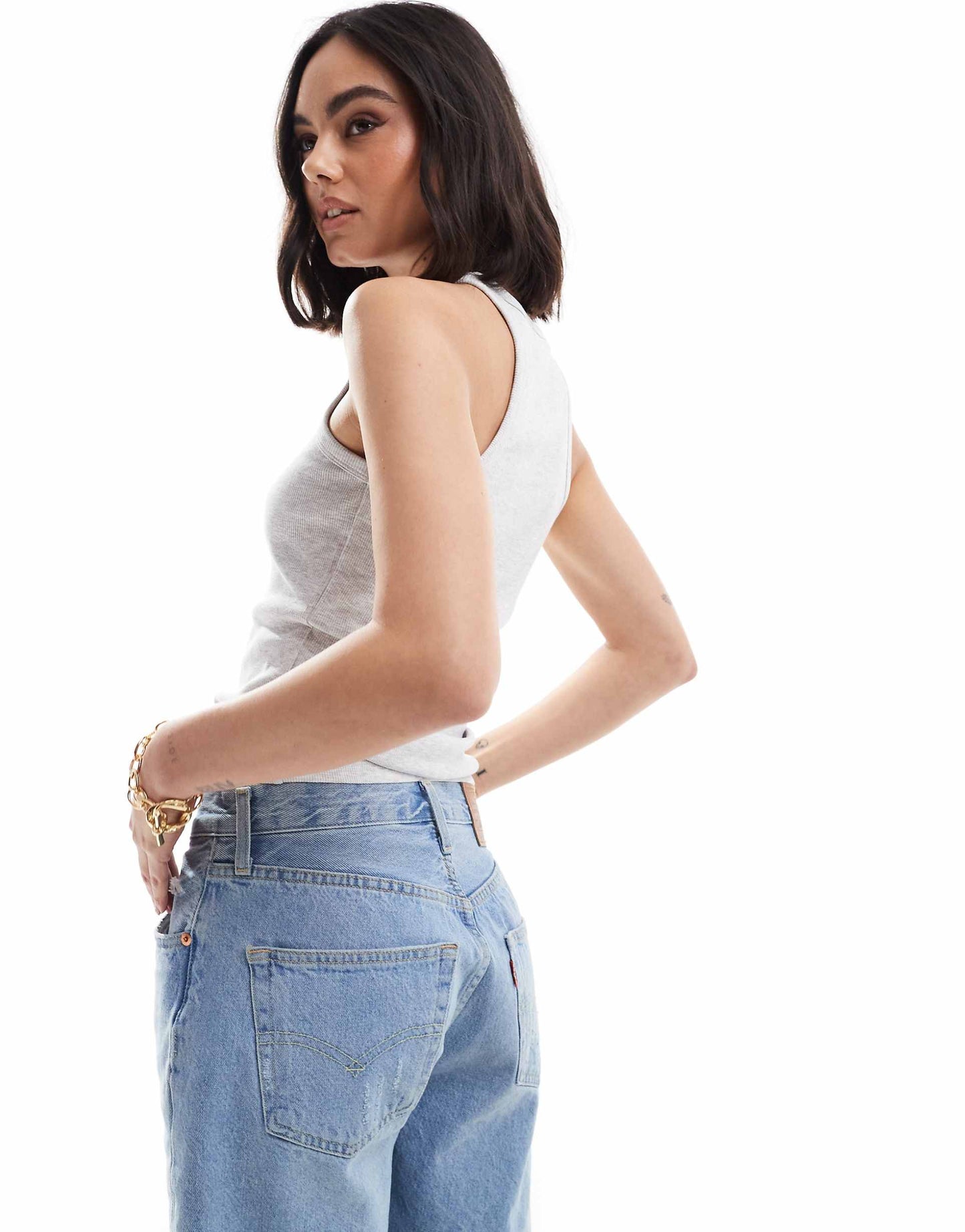 Ribbed Racer Neck Vest Top