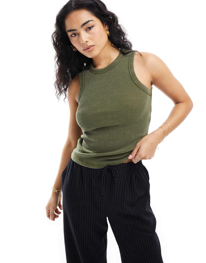 Ribbed Jersey Tank Top