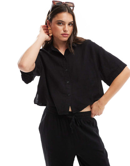Mix And Match Linen Boxy Short Sleeved Shirt
