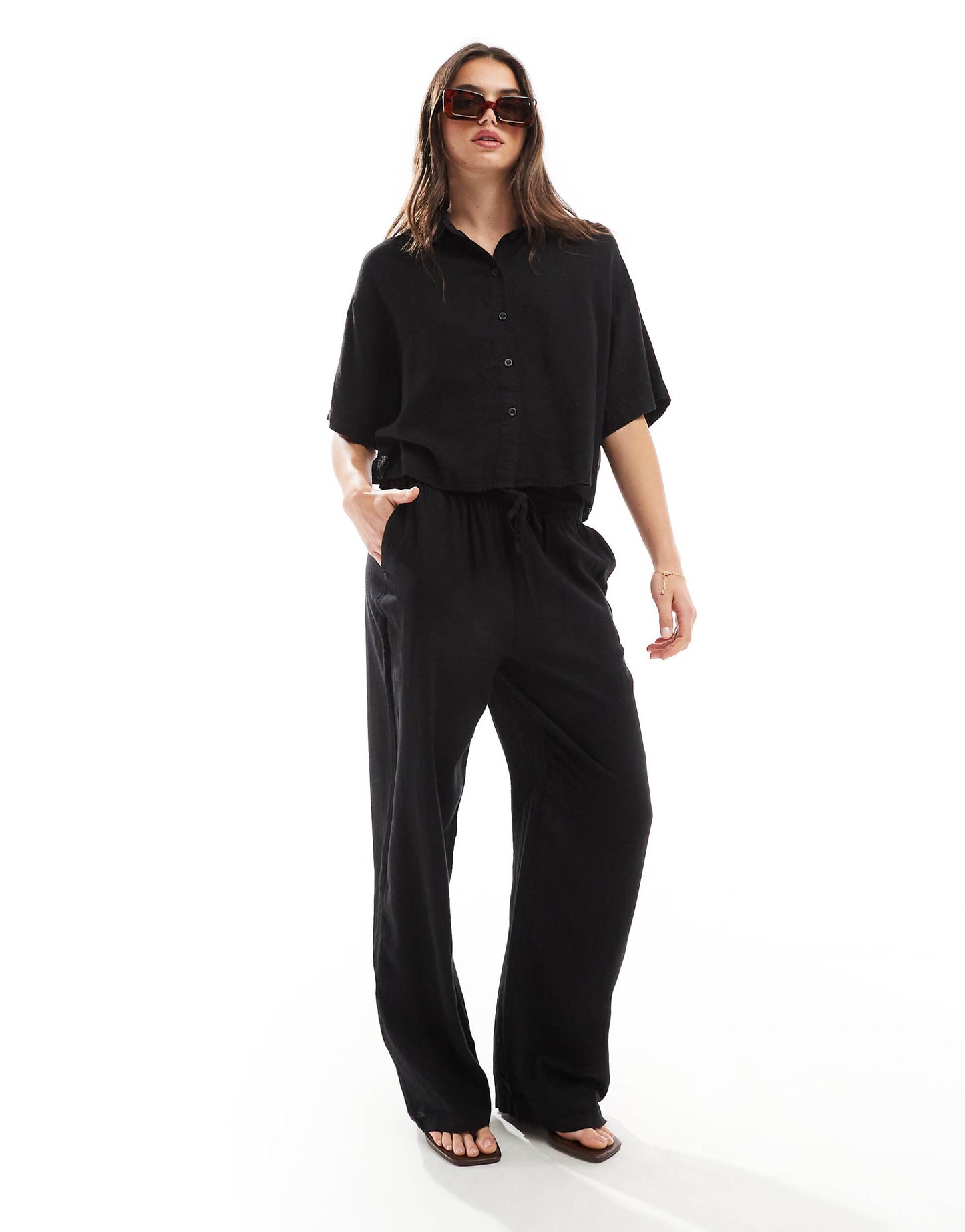 Mix And Match Linen Boxy Short Sleeved Shirt