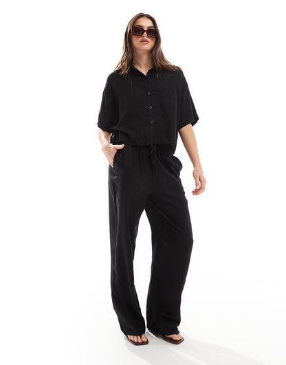 Mix And Match Linen Boxy Short Sleeved Shirt