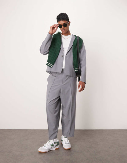 Relaxed Barrel Leg Smart Suit Trousers