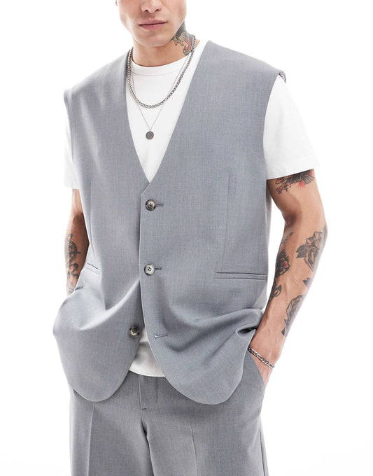 Smart Co-Ord Longline Relaxed Sleeveless Jacket