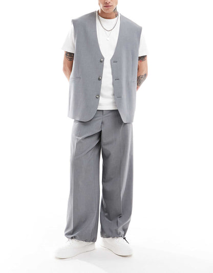 Smart Baggy Co-Ord Trousers With Drawcord Hem