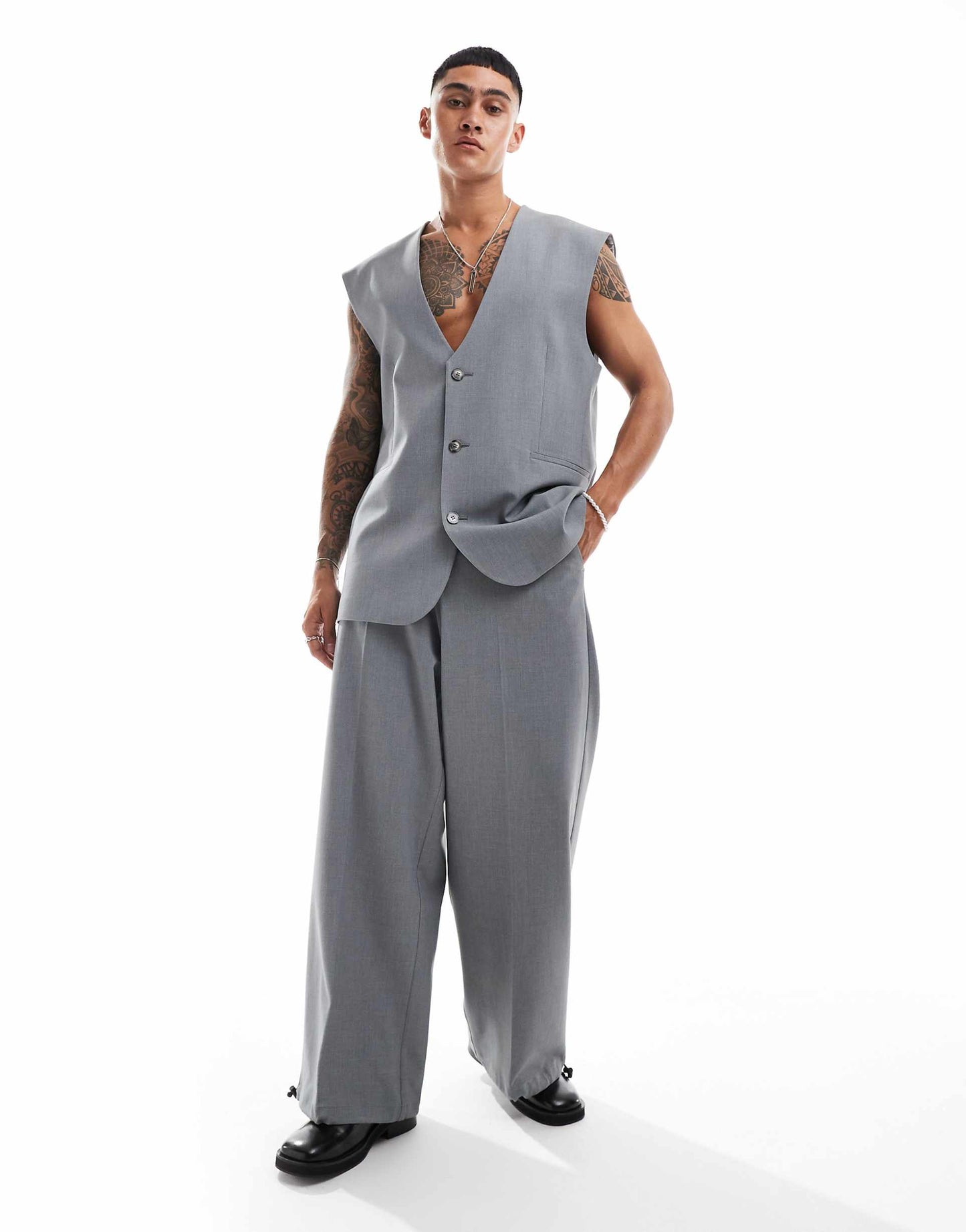 Smart Baggy Co-Ord Trousers With Drawcord Hem