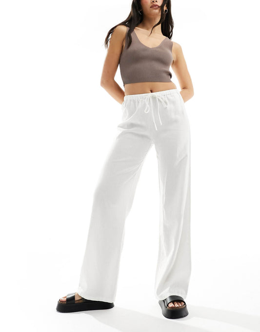 High Waisted Linen Trousers