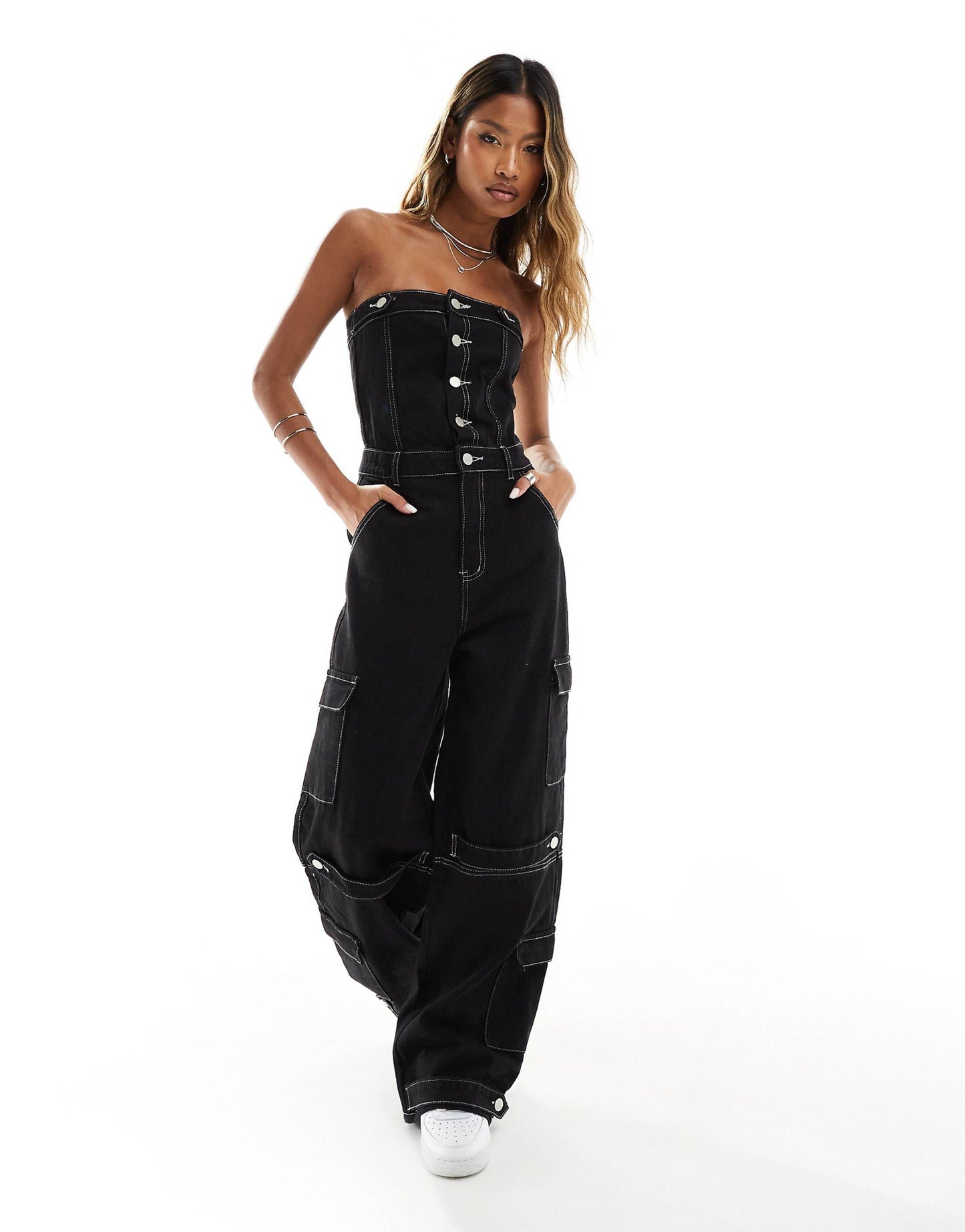 Denim Bandeau Jumpsuit
