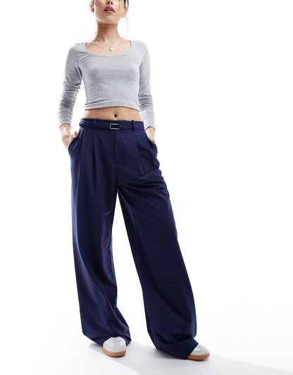 Belted Wide Leg Trouser