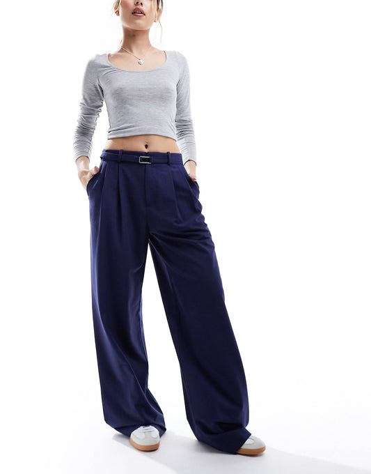 Belted Wide Leg Trouser