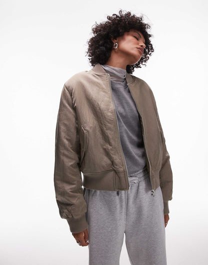 Oversized Cropped Bomber Jacket