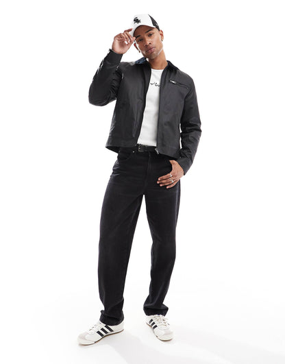 Waxed Worker Jacket With Contrast Cord Collar