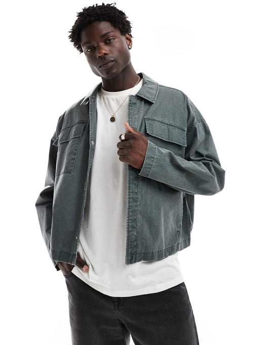 Oversized Washed Harrington Jacket