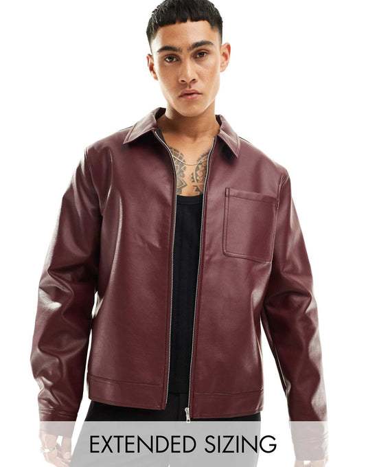 Faux Leather Harrington Jacket
