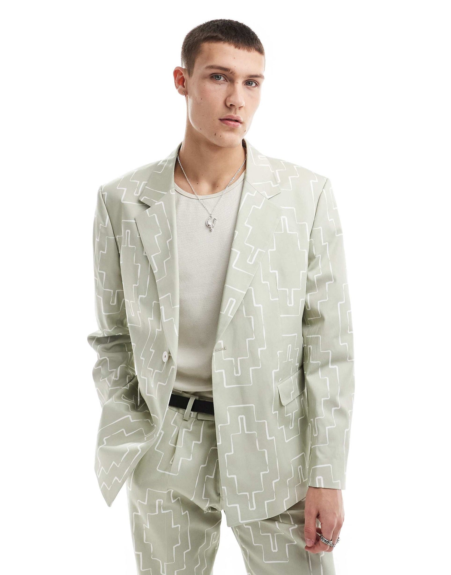 Oversized Suit Jacket With Print