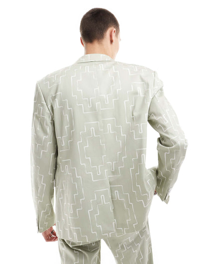 Oversized Suit Jacket With Print