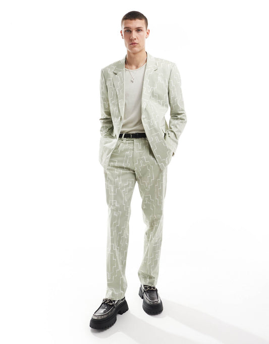 Oversized Suit Trousers With Print