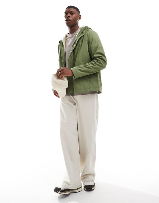 Rubberised Rain Jacket With Borg Lining