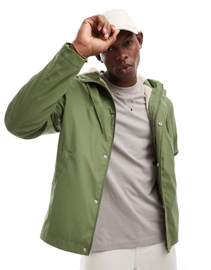 Rubberised Rain Jacket With Borg Lining