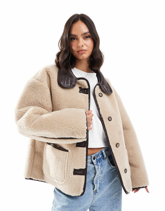 Faux Fur Contrast Jacket