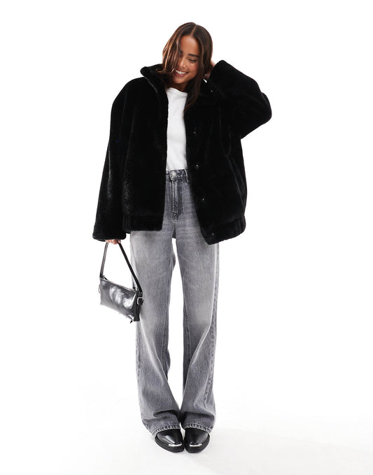 Faux Fur Oversized Bomber Jacket