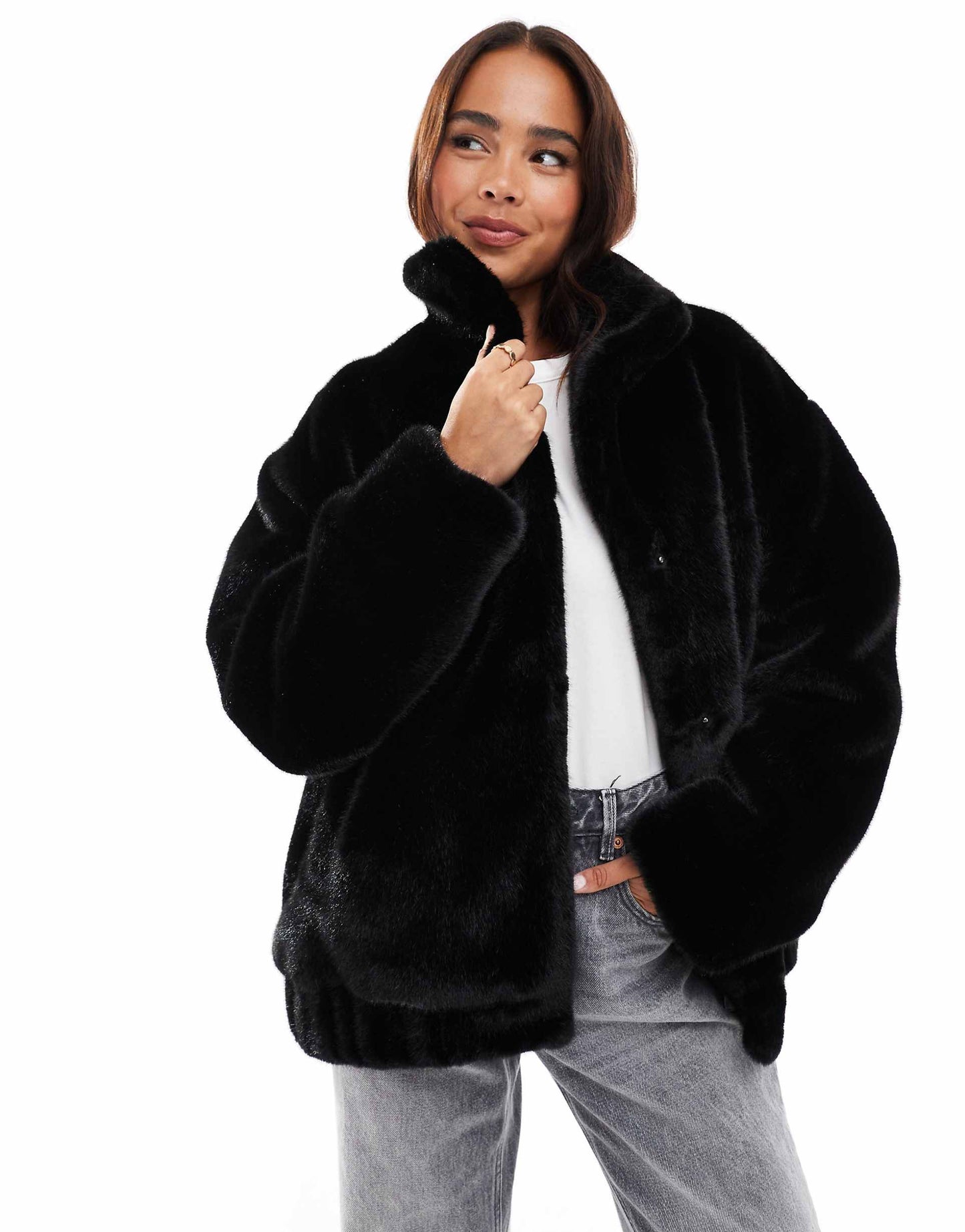 Faux Fur Oversized Bomber Jacket
