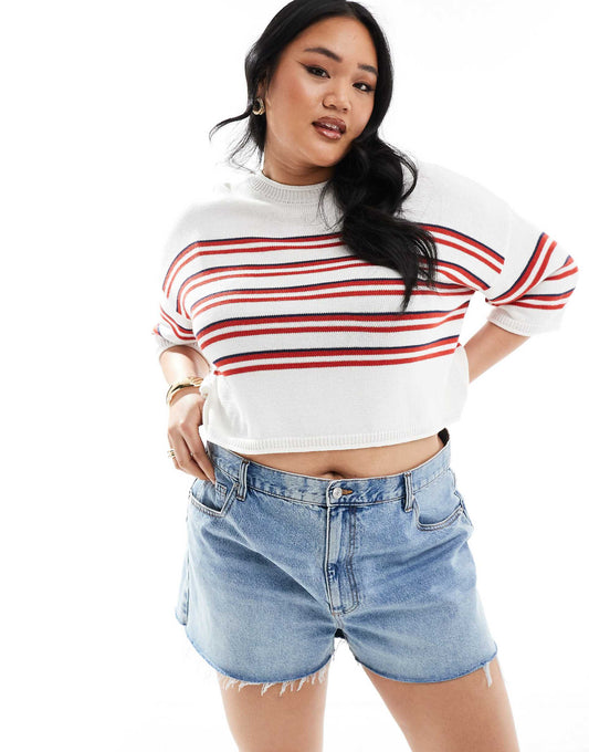 Curve Knitted Short Sleeve Jumper