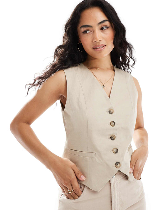 Femme Linen Touch Waist Coat