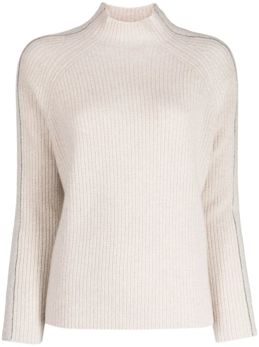Sparkle-Knit Funnel-Neck Jumper